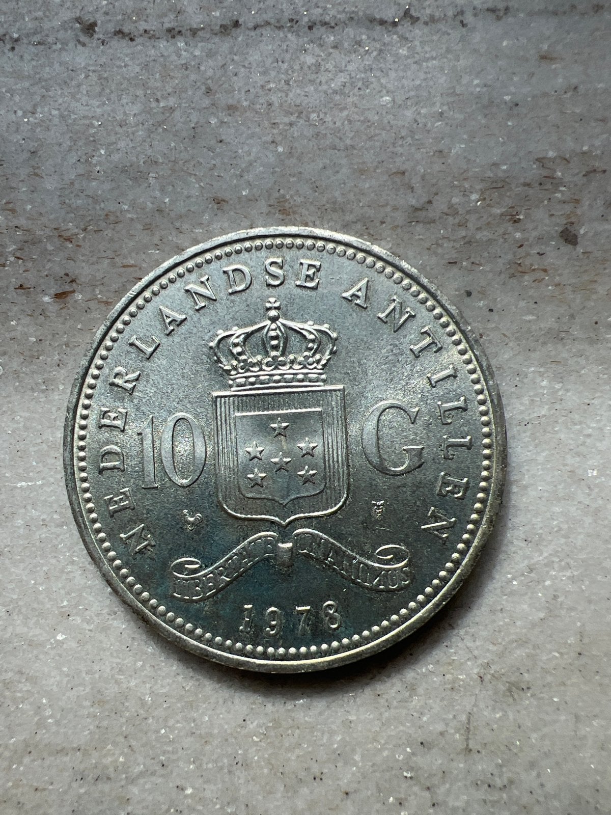 10 Gulden Nederlandse Antillen 1978 Juliana Regina, Koningin Juliana, Zilver, Ophalen of Verzenden, Losse munt