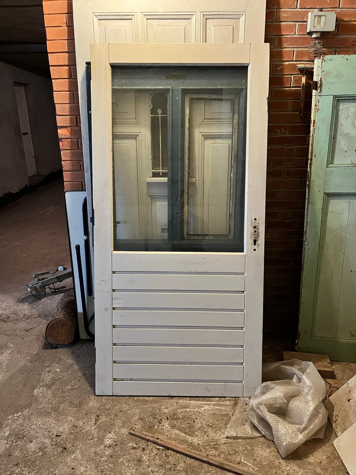 Buitendeur met glas en lamellen - 189x93 cm, Ophalen, Gebruikt, 80 tot 100 cm, Minder dan 200 cm