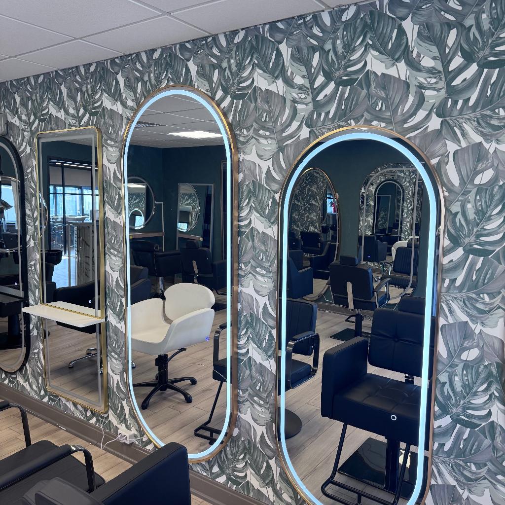 Spiegel Kaptafel Kapsalon Kapper Ovaal Led Verlichting, Overige materialen, Boho, Nieuw, Ophalen of Verzenden