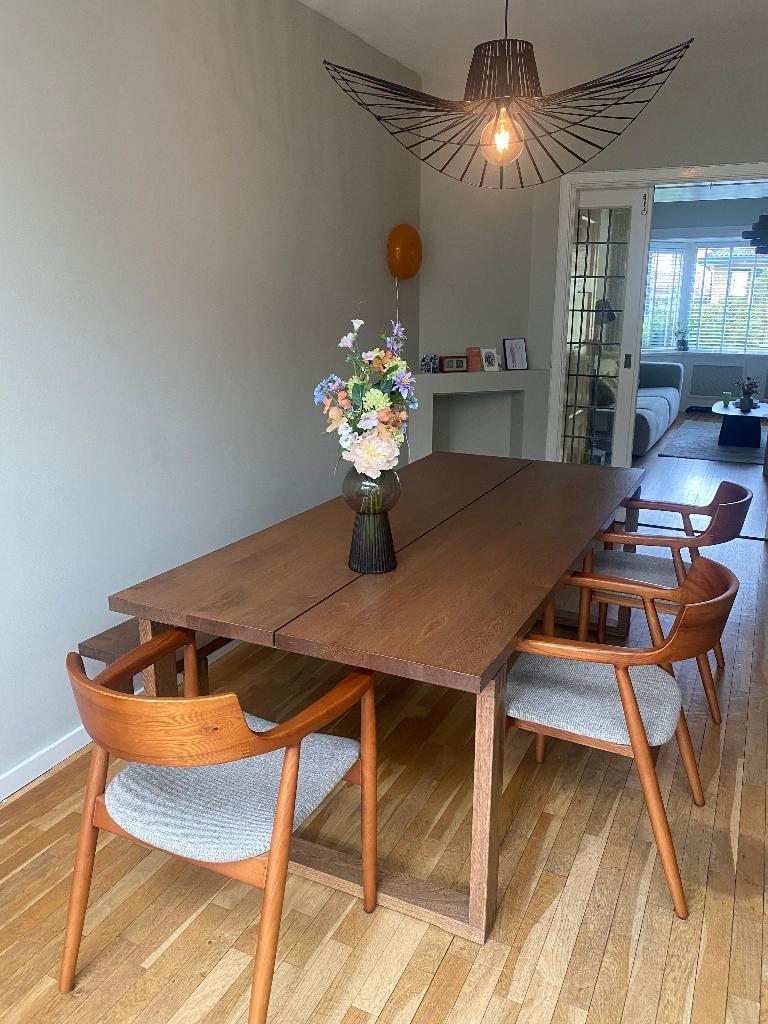 Morbylanga tafel en bankje, Huis en Inrichting, Tafels | Eettafels, Ophalen, Gebruikt, Eikenhout, 200 cm of meer