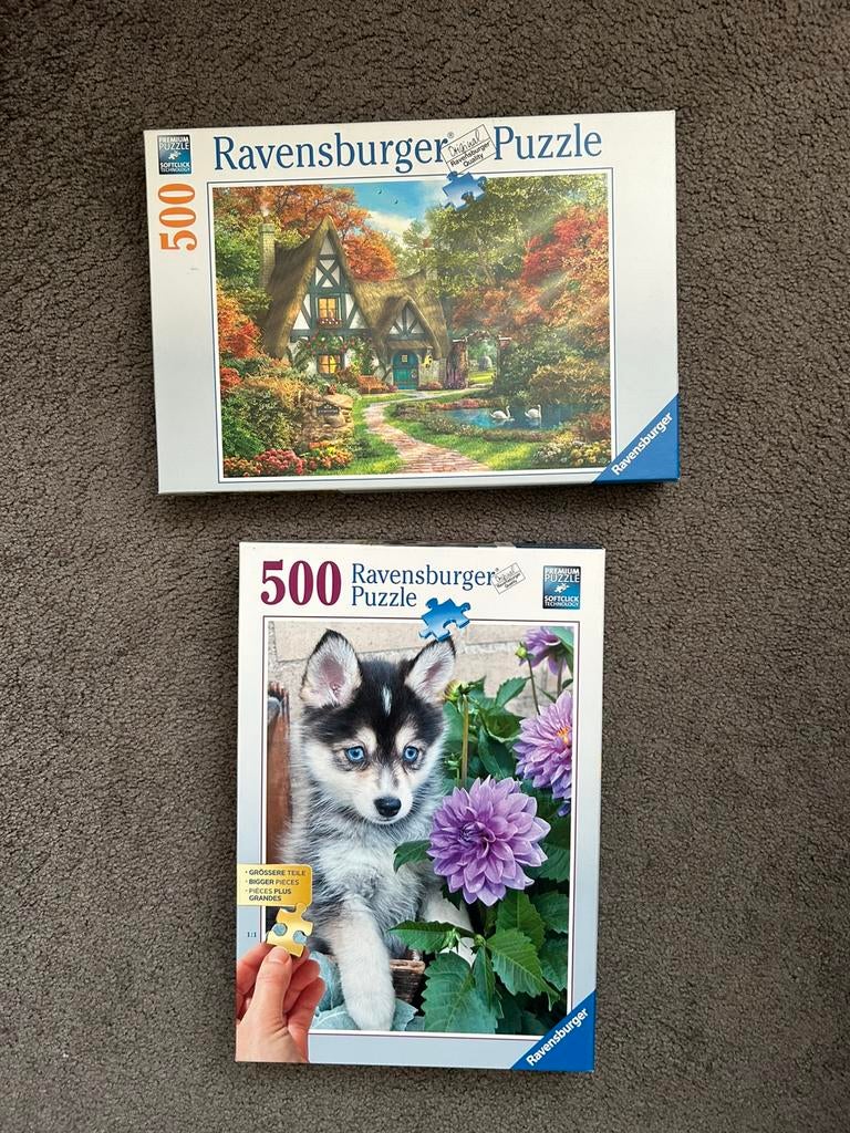 2 Ravensburger Puzzels, Ophalen, 500 t/m 1500 stukjes, Zo goed als nieuw