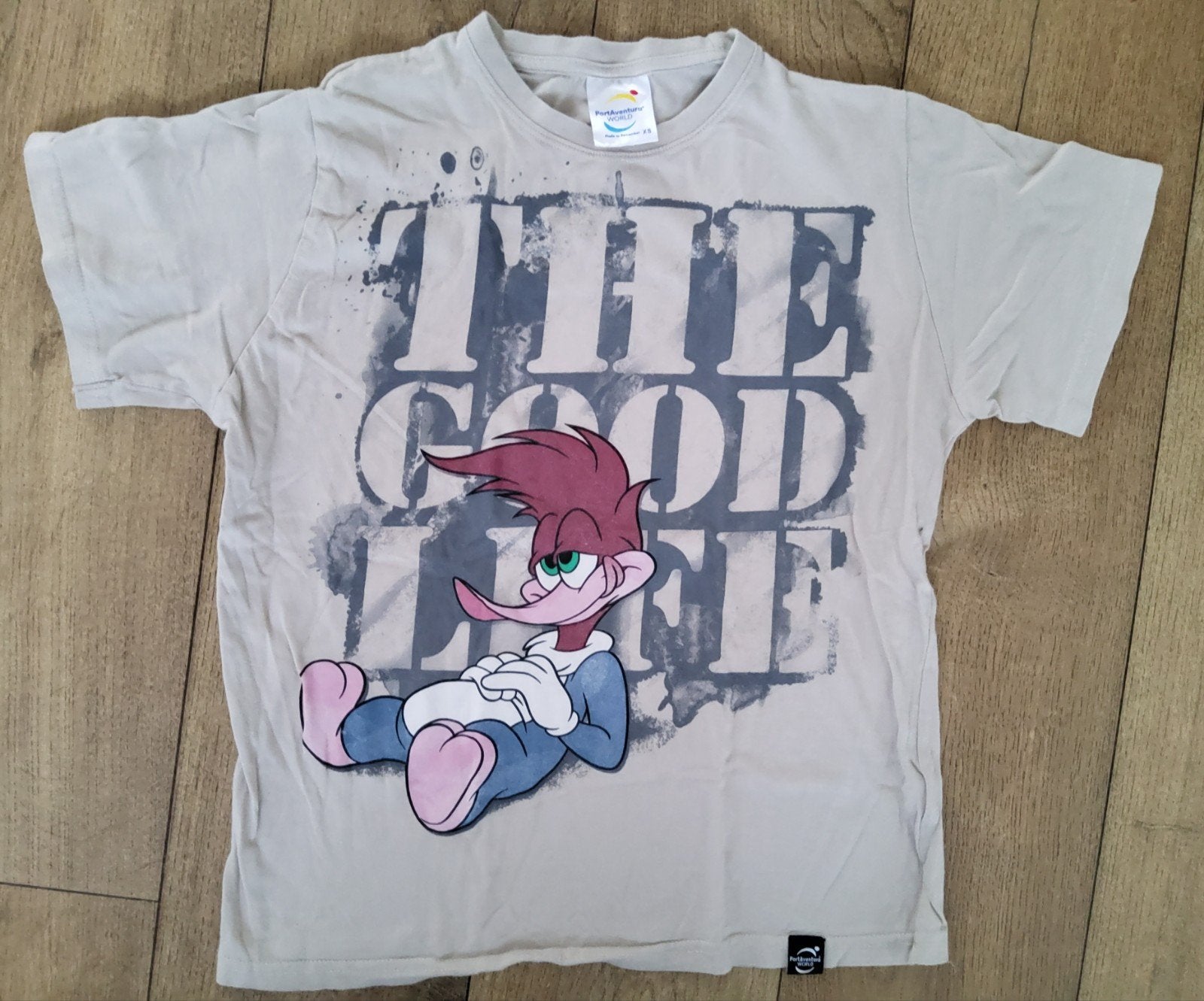 Beige T-SHIRT met Woody Woodpecker 'PortAventura World',  XS, Kinderen en Baby's, Kinderkleding | Maat 146, PortAventura World