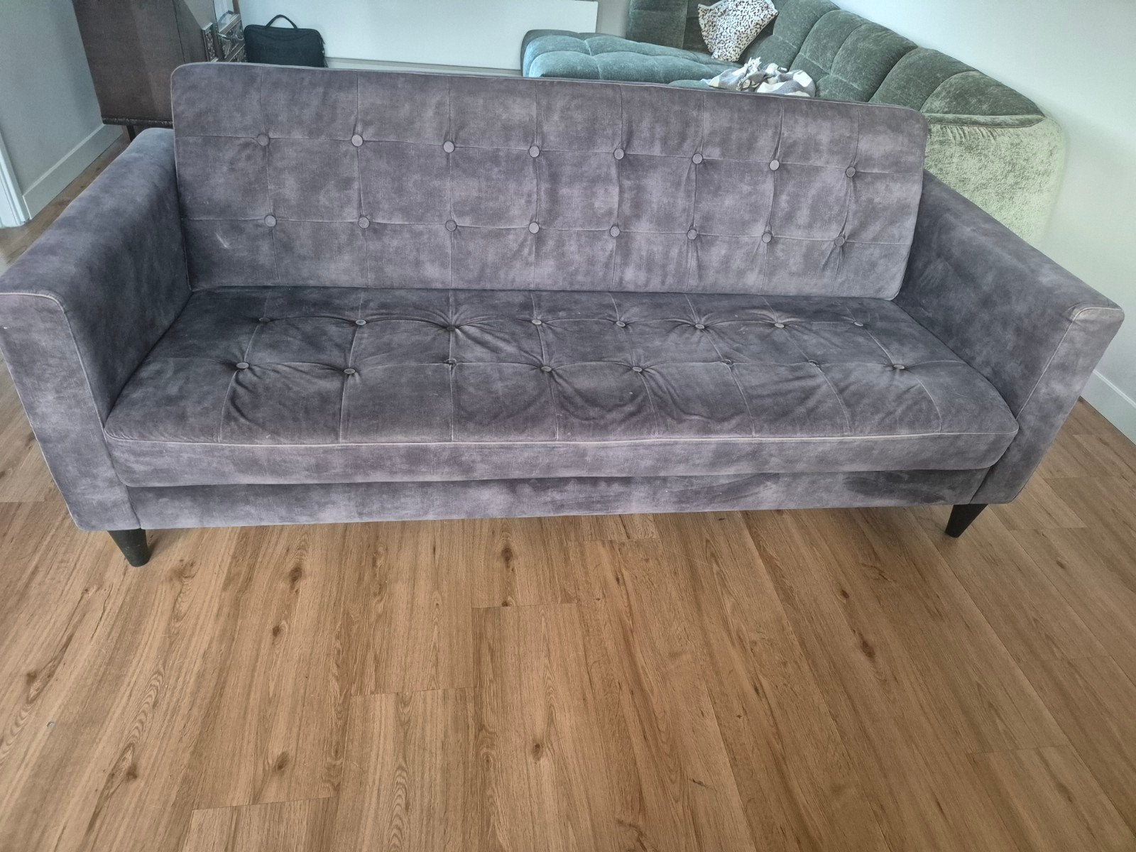 Umix Broadway bank 2,5 zits, antraciet velvet, Ophalen, Gebruikt, Overige maten, 75 tot 100 cm