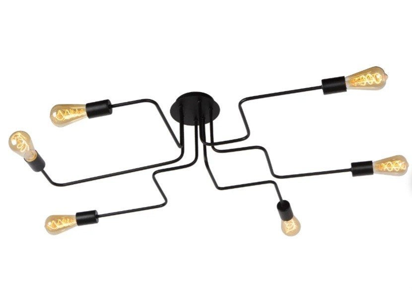 Lucide Lester plafondlamp 6 x E27 fitting, Ophalen, Zwart, E27 (groot), Zo goed als nieuw