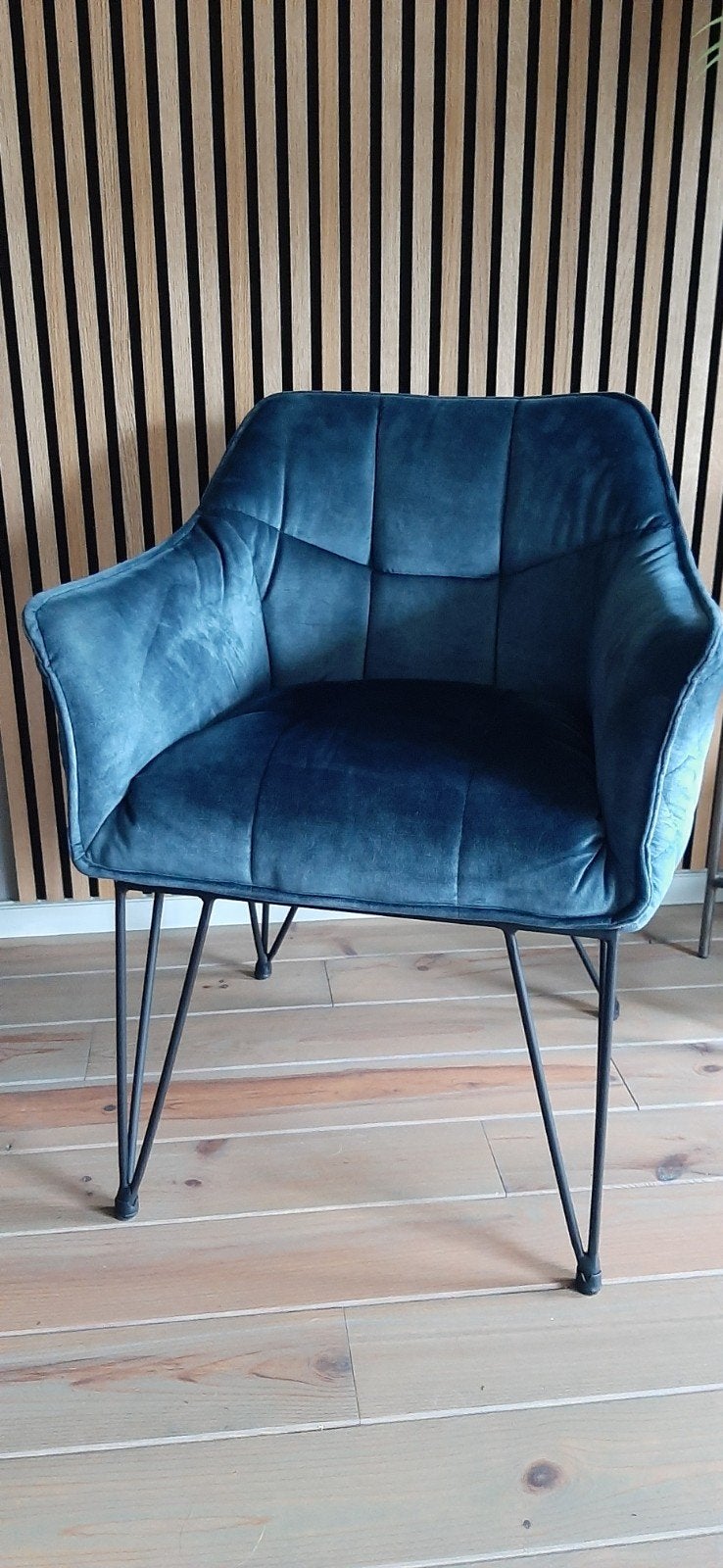 petrol blauwe velvet stoelen., Ophalen, Blauw, Modern romantisch, Zo goed als nieuw