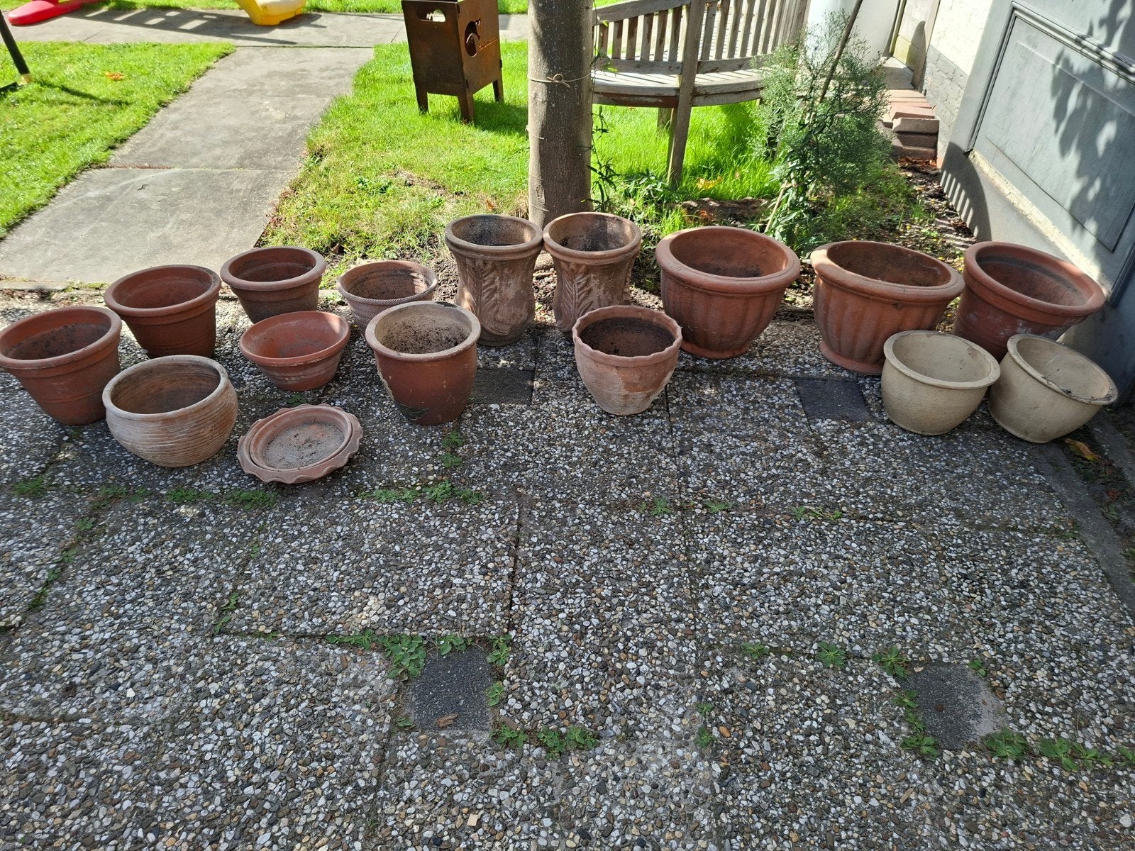 Diverse terracotta bloempotten TEAB, Ophalen, Gebruikt, Rond, Terracotta