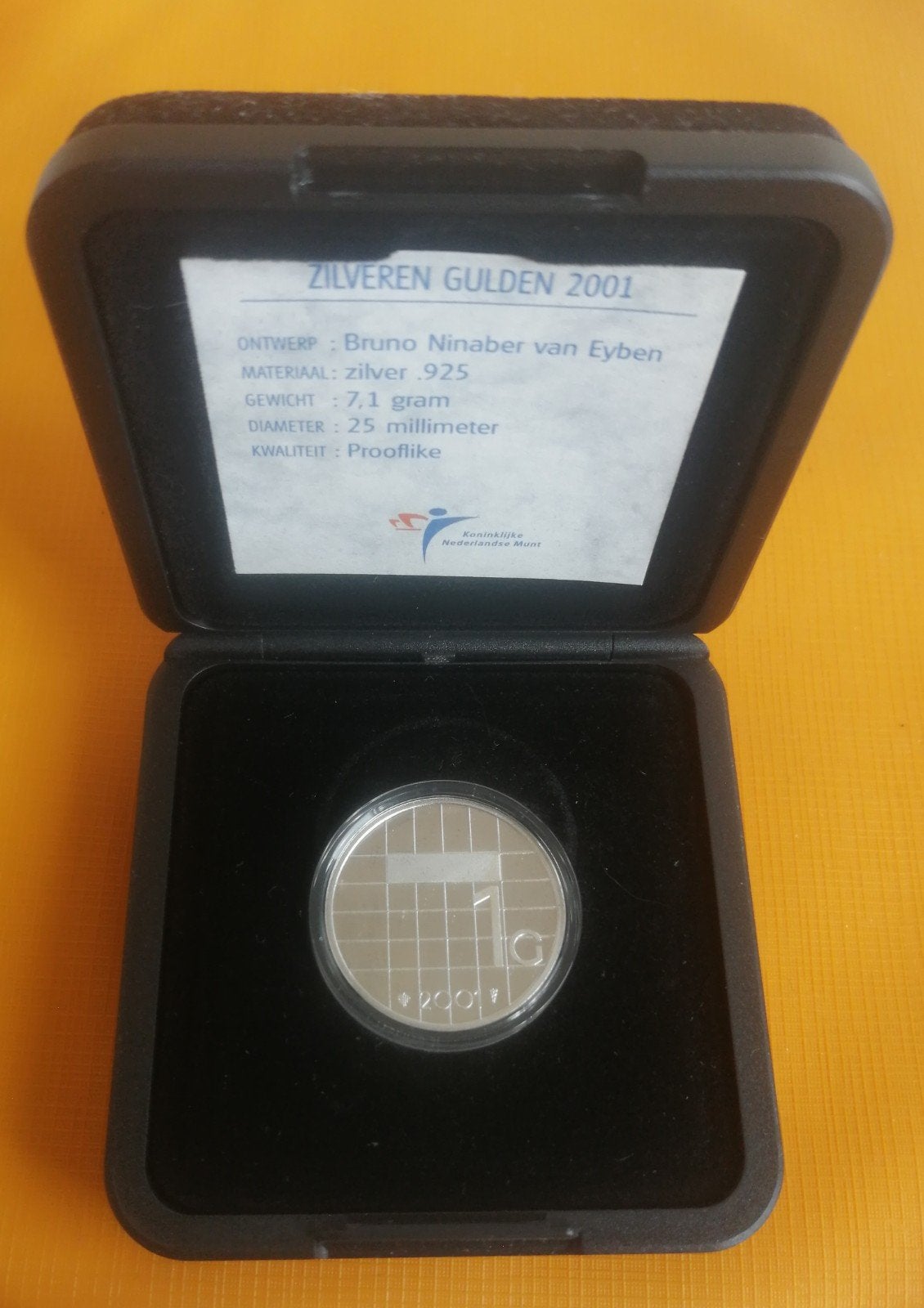 Zilveren Gulden 2001 in cassette - Koningin Beatrix, 1 gulden, Verzenden, Koningin Beatrix, Zilver
