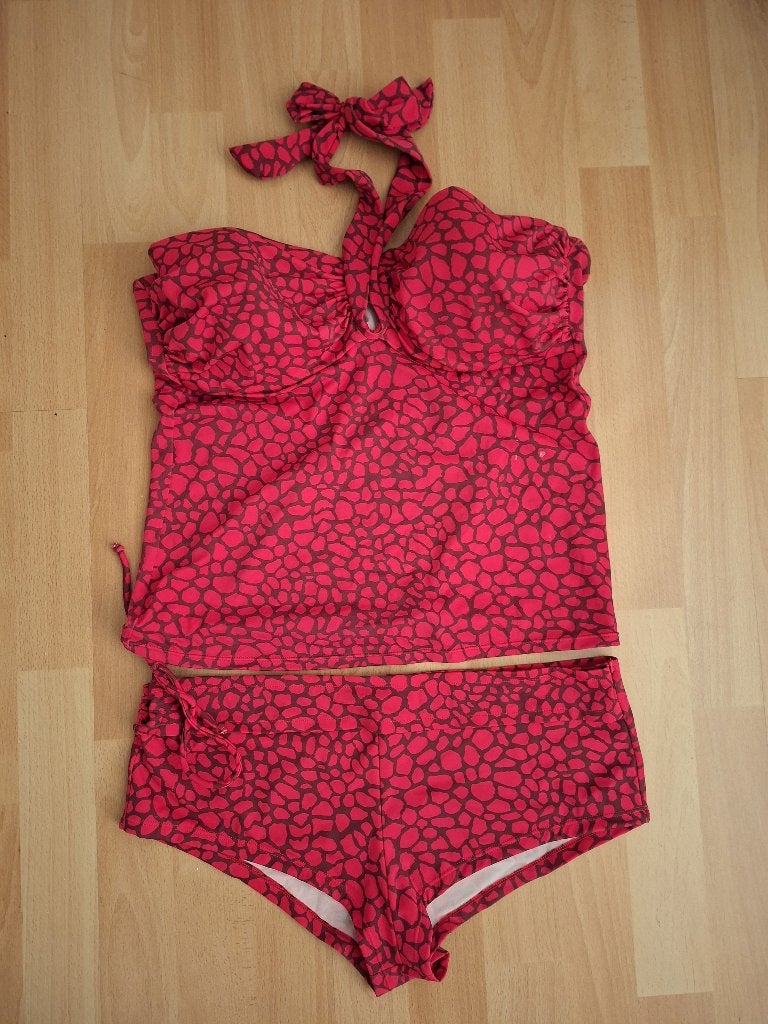 Z.g.a.n Rode tankini bikini set maat 42/44 L XL met print, Ophalen of Verzenden, Zo goed als nieuw, Rood, Bikini