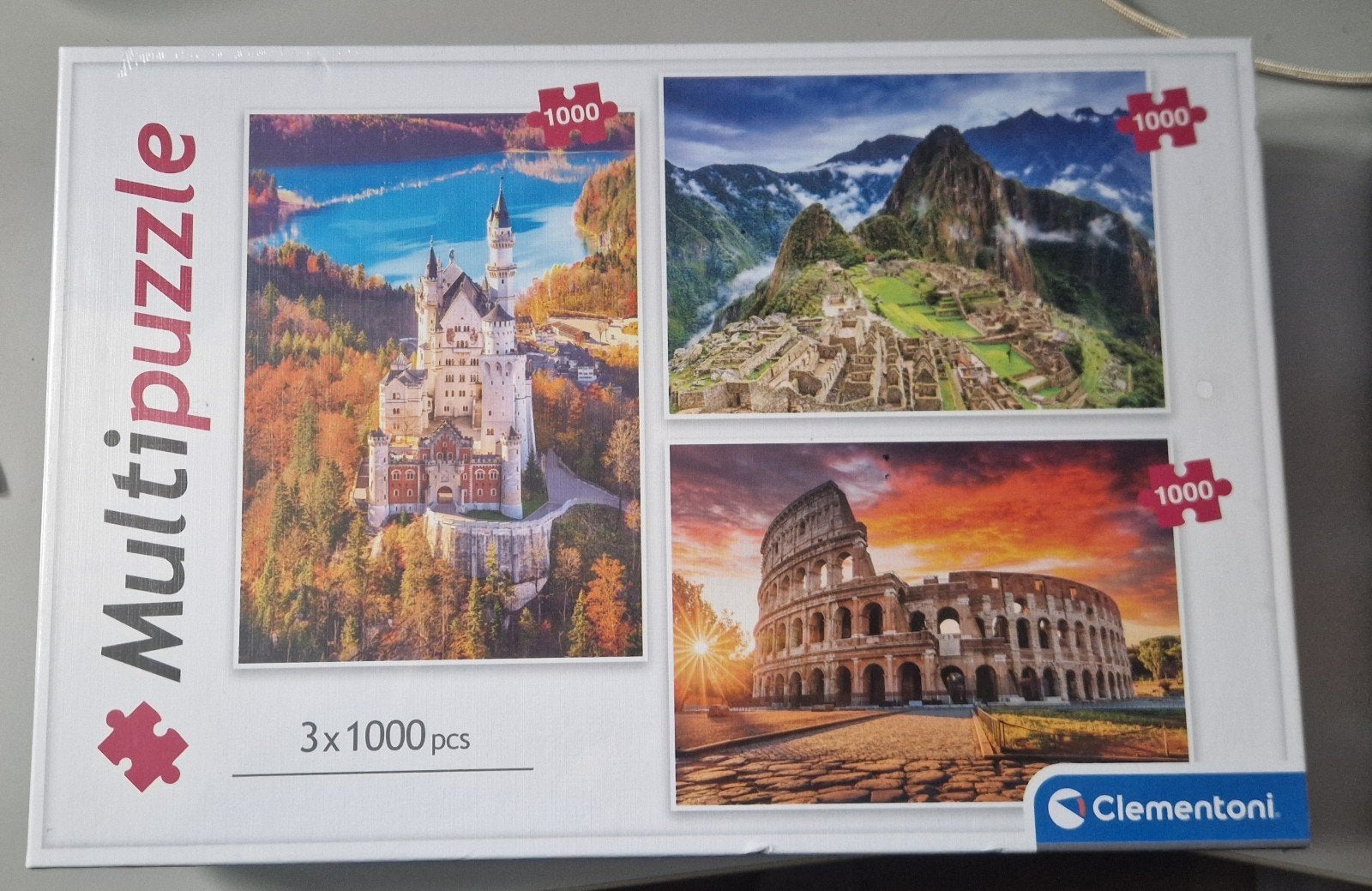 NIEUW: Clementoni Multipuzzle Wereldwonderen - 3x1000 st., Ophalen of Verzenden, 500 t/m 1500 stukjes, Nieuw, Legpuzzel