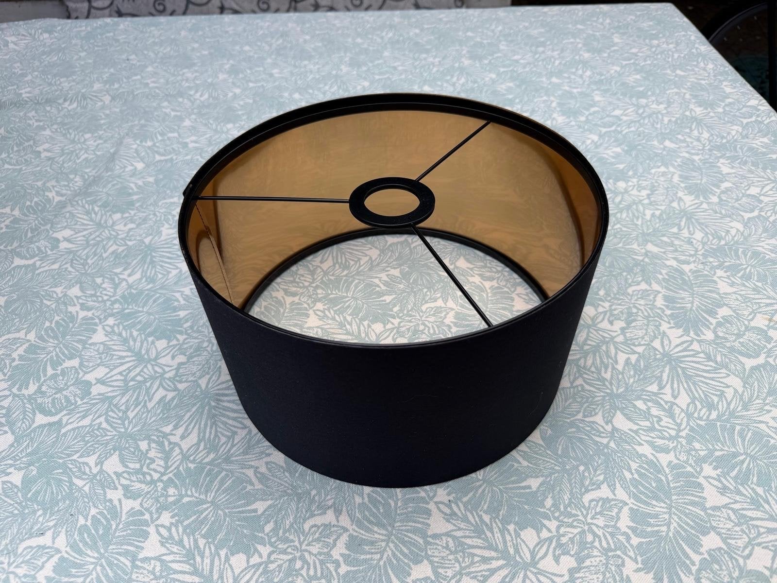 2x Zwarte lampenkap met goudkleurige binnenkant, 16 cm, Overige typen, Zwart, Rond