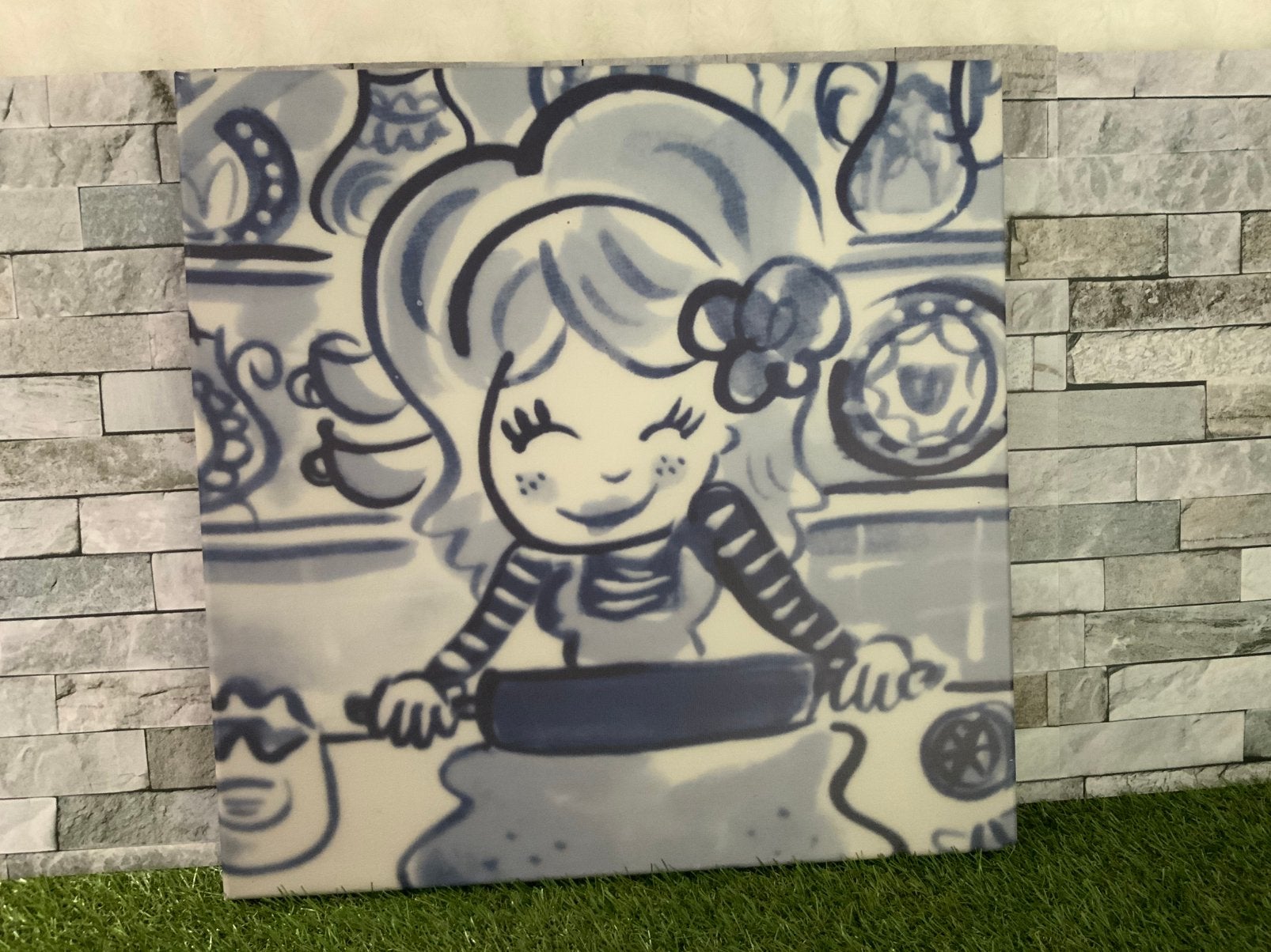 Schilderij in stijl van Delfs Blond geschilderd, Ophalen of Verzenden