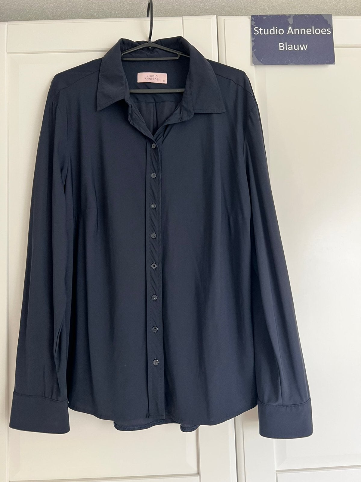 Studio anneloes bobby blouse XL donkerblauw travelstof, Blauw, Maat 46/48 (XL) of groter, Ophalen of Verzenden, Zo goed als nieuw