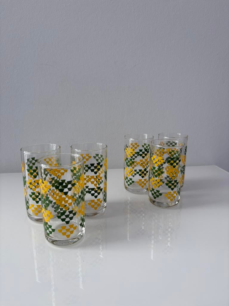 Vintage 70’s set van zes limonade glaasjes, Ophalen of Verzenden, Nieuw, Frisdrankglas