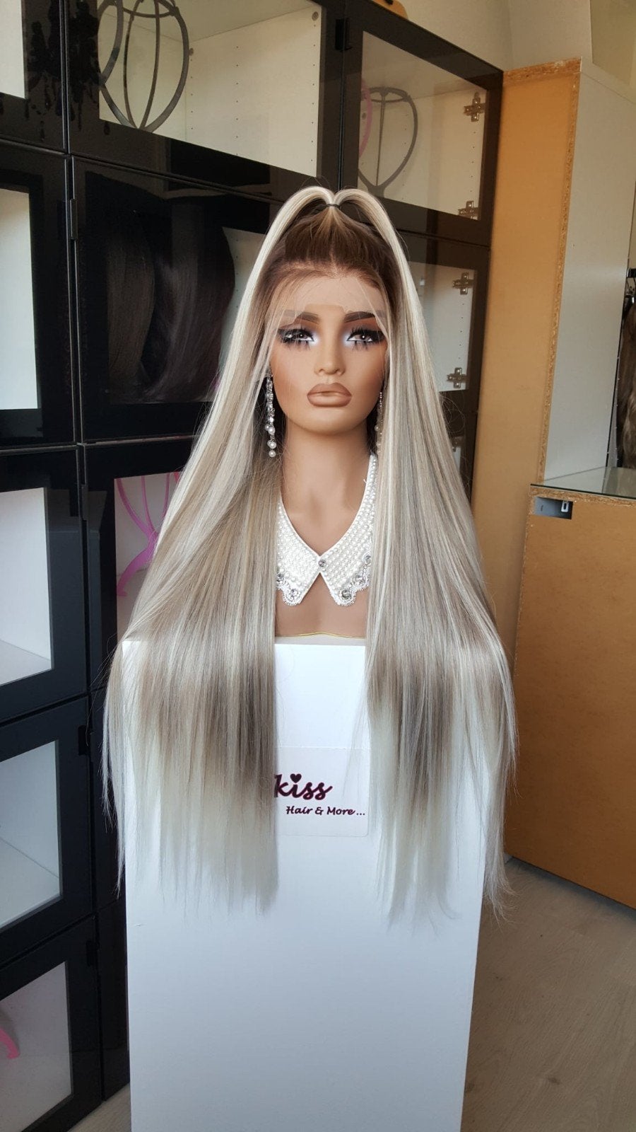 Luxe Lace Pruik: Uitgroei naar blond en lichte punten VOL!, Ophalen of Verzenden, Nieuw, Pruik of Haarverlenging