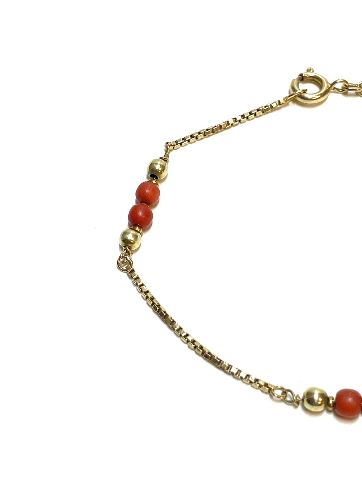 14k gouden armband met bloedkoraal, -, -, Ophalen of Verzenden, Zo goed als nieuw