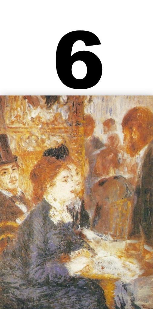 Renoir 6 - ongelopen kunstkaart Auguste Renoir: in het café, Verzamelen, Ansichtkaarten | Themakaarten, Ophalen of Verzenden, 1960 tot 1980
