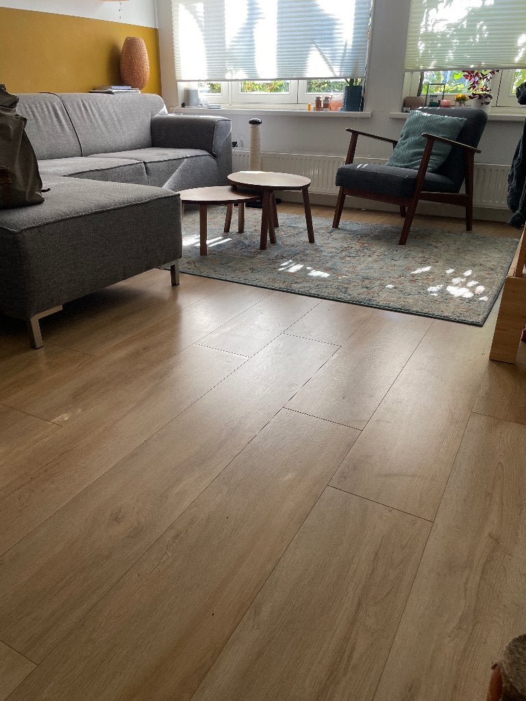 Laminaat vloer Naturel Eiken 4V-groef 8 mm - 45m2, Ophalen, 50 tot 150 cm, Zo goed als nieuw, 10 m² of meer