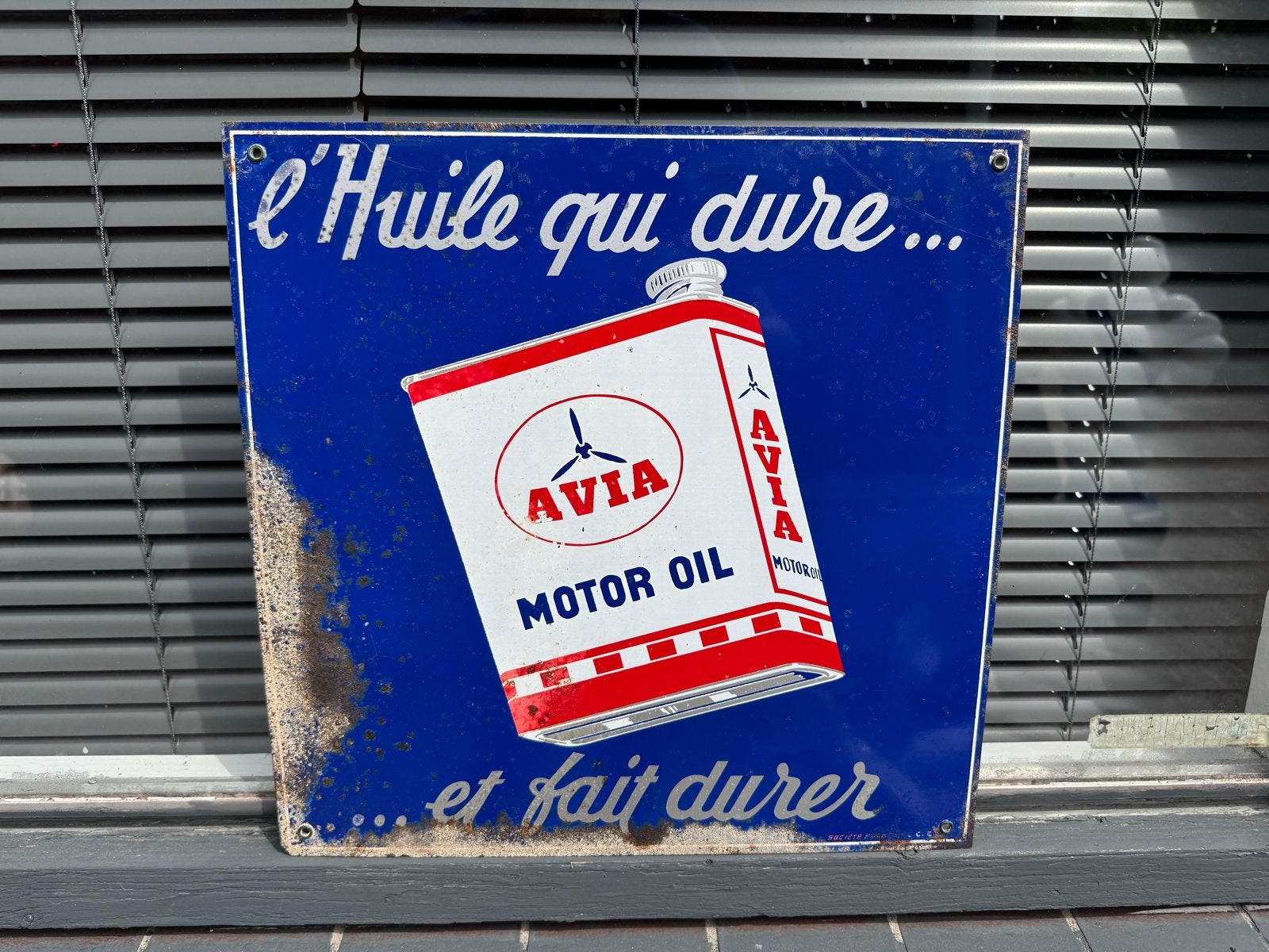 Vintage Avia Motor Oil Reclamebord, Verzamelen, Reclamebord, Gebruikt, ., Ophalen of Verzenden