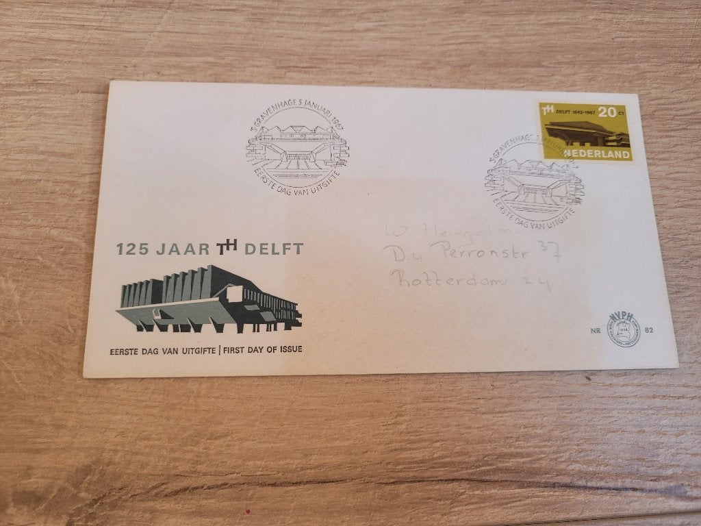 Eerstedagenvelop - 125 jaar TH Delft 1842- 1967 ~ HH7103, Postzegels en Munten, Postzegels | Eerstedagenveloppen, Ophalen of Verzenden