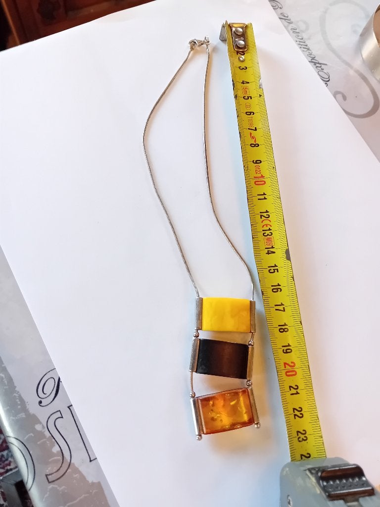 zilveren halsketting amber, Verzenden, Zilver