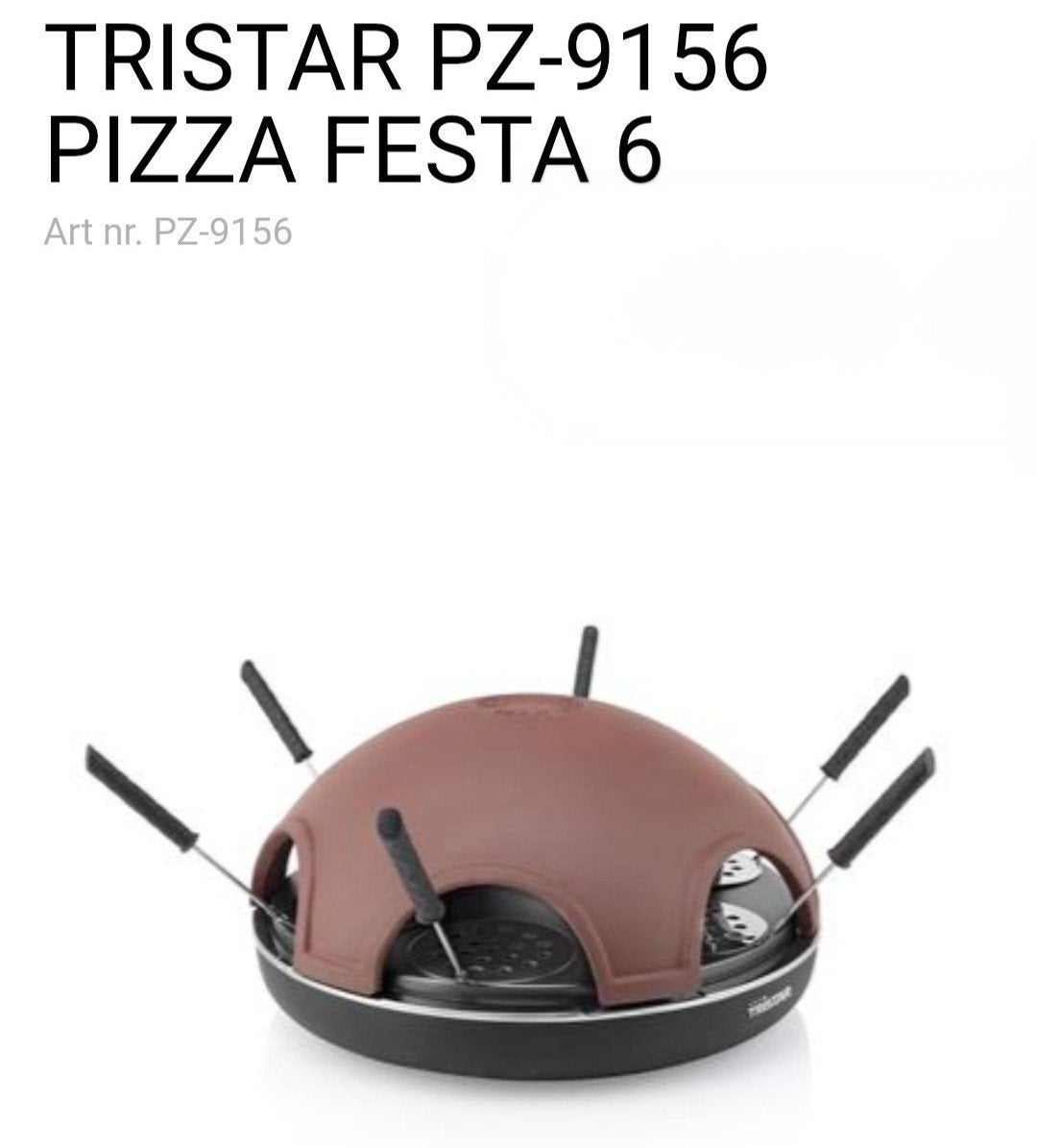 Tristar PZ-9156 Pizza Festa 6 - Pizzaoven voor 6 personen, Minder dan 45 cm, Pizzaoven, Ophalen of Verzenden, Zo goed als nieuw