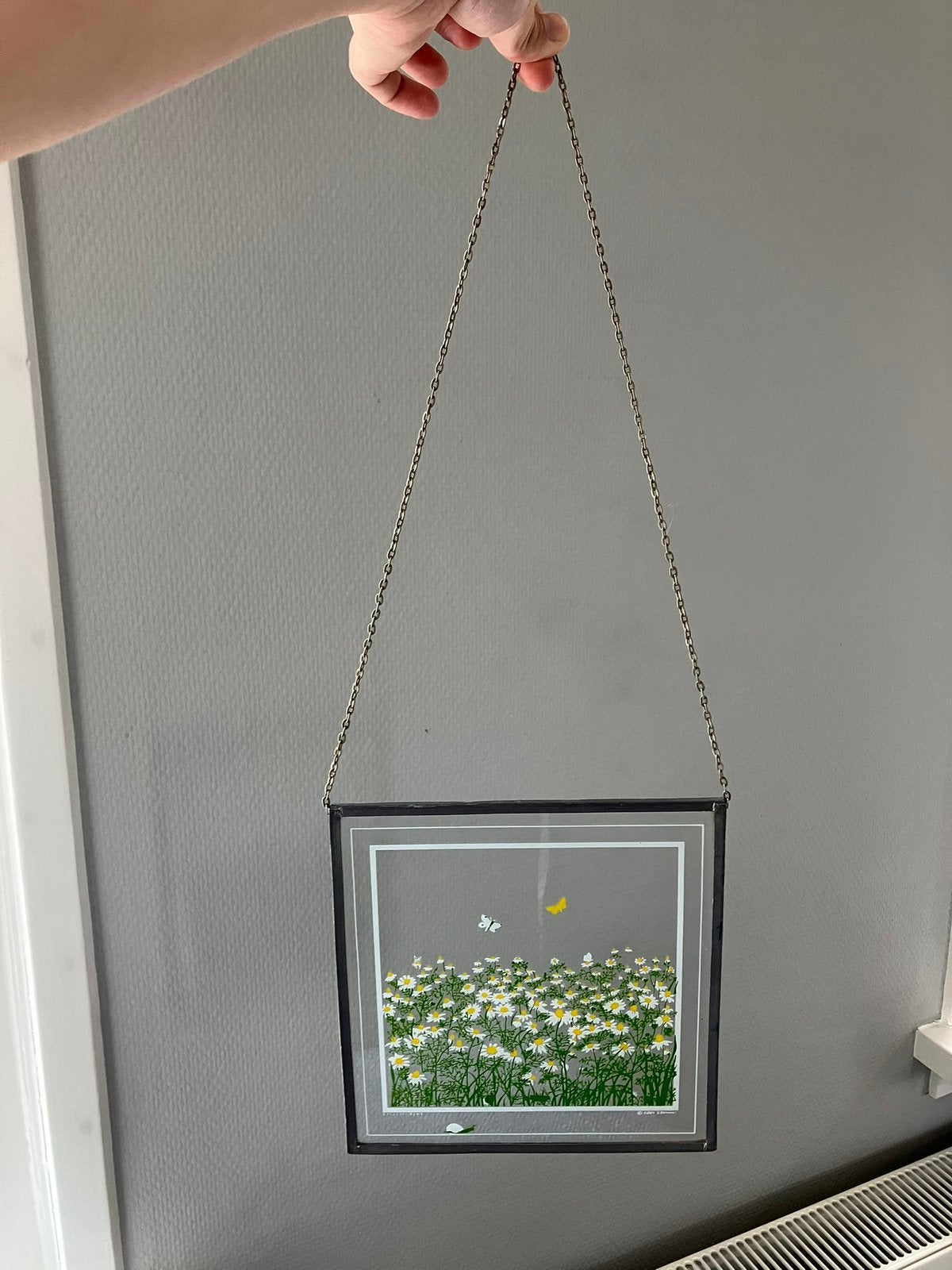 Vintage raamhanger Stijlglas glas bloemen veld Coos Storm, Ophalen of Verzenden, Zo goed als nieuw