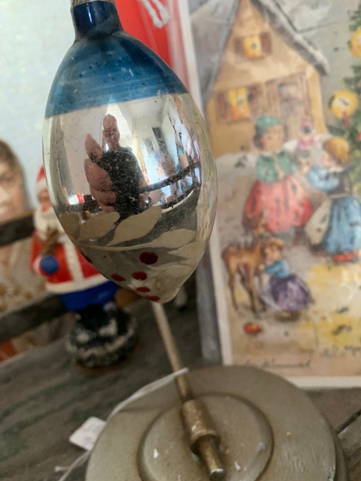 Kerst ajeko glazen oogje handbeschilderd, Gebruikt, T, Ophalen of Verzenden, N