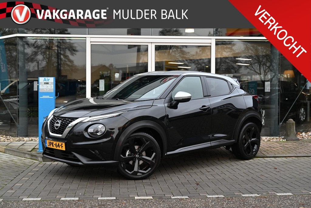 Nissan Juke 1.0 DIG-T Tekna, Euro 6, Leder en Stof, Zwart, Bedrijf