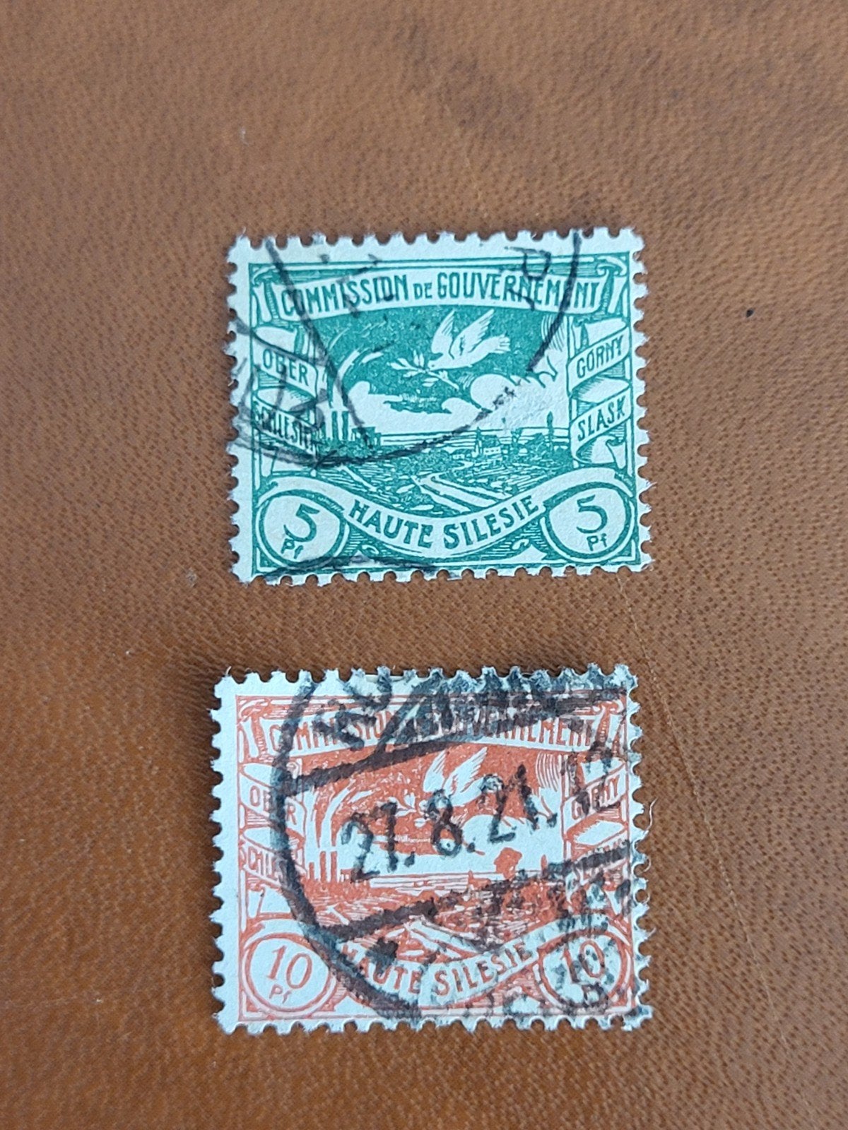 2 Gestempelde Postzegels Opper-Silezië 1921, Ophalen of Verzenden, Gestempeld