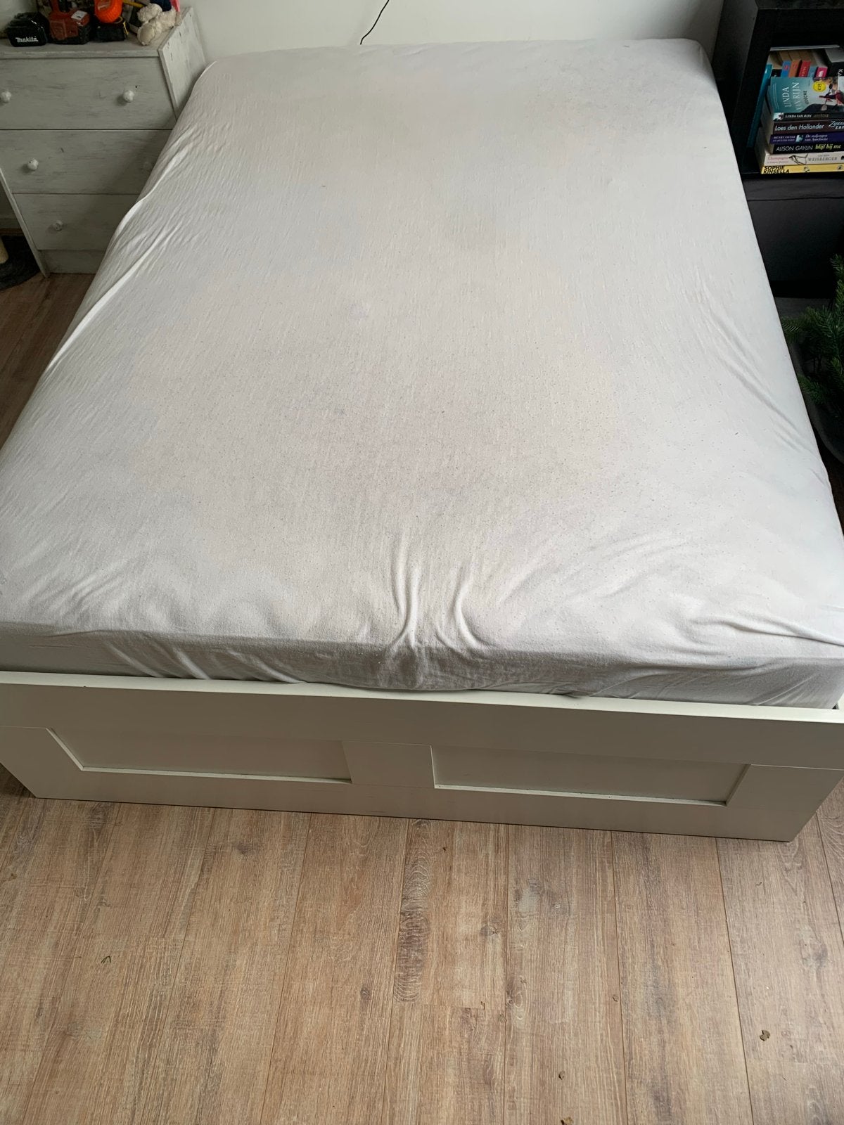 IKEA Brimnes Twijfelaar Bed 140x200 met Matras, Ophalen, Gebruikt, Wit, 140 cm