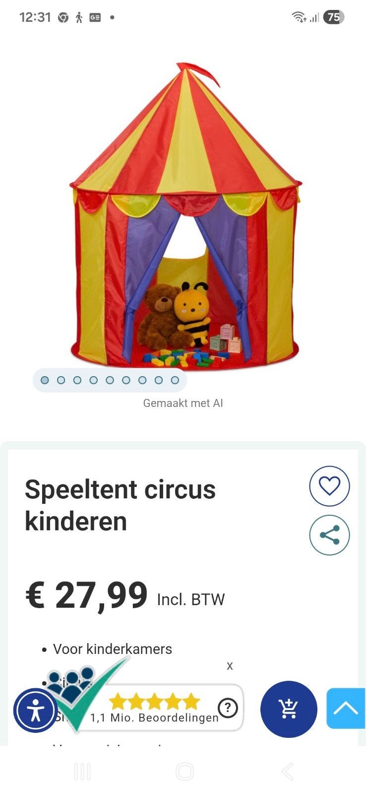 speeltent circus, Ophalen of Verzenden