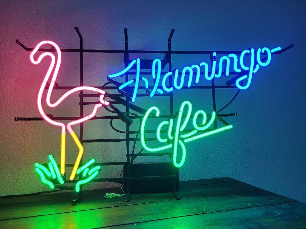 Flamingo Cafe neonverlichting neon lamp fifties sixties, Ophalen, Zo goed als nieuw, Lichtbak of (neon) lamp