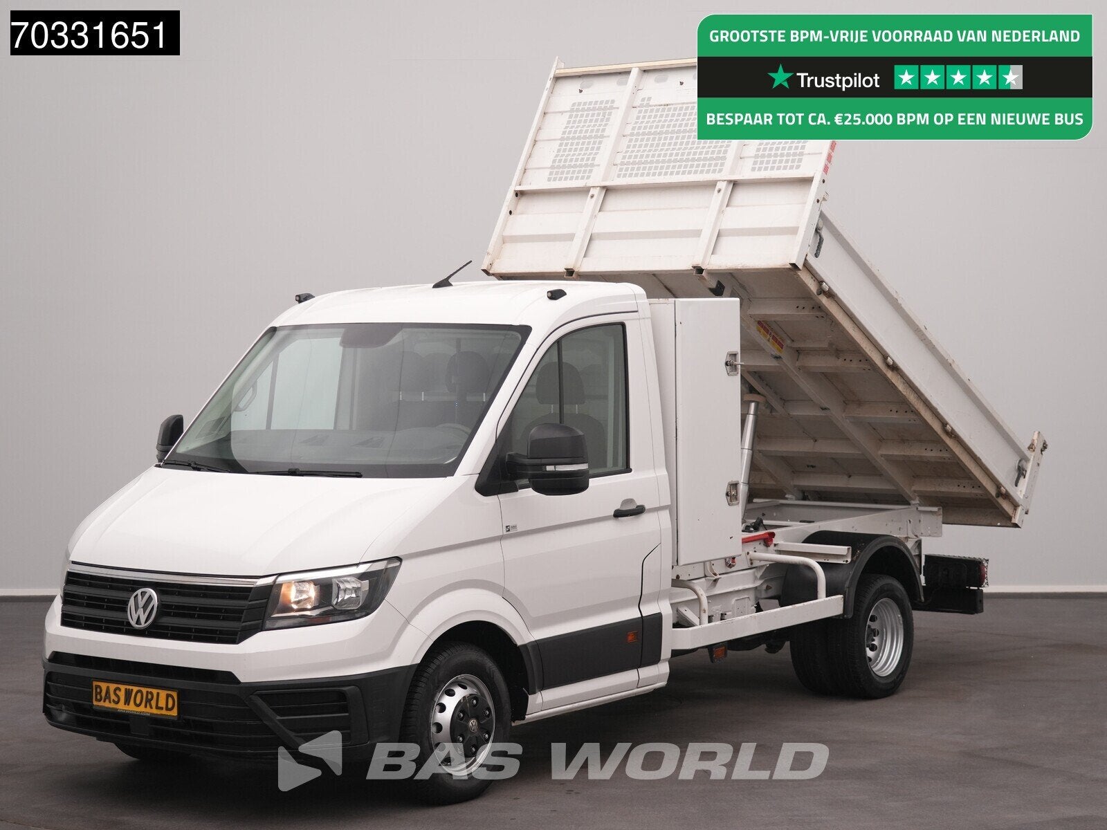 Volkswagen Crafter 177pk Kipper met Kist Dubbellucht 3,5t Tr, Auto's, Stof, Gebruikt, Euro 6, 4 cilinders