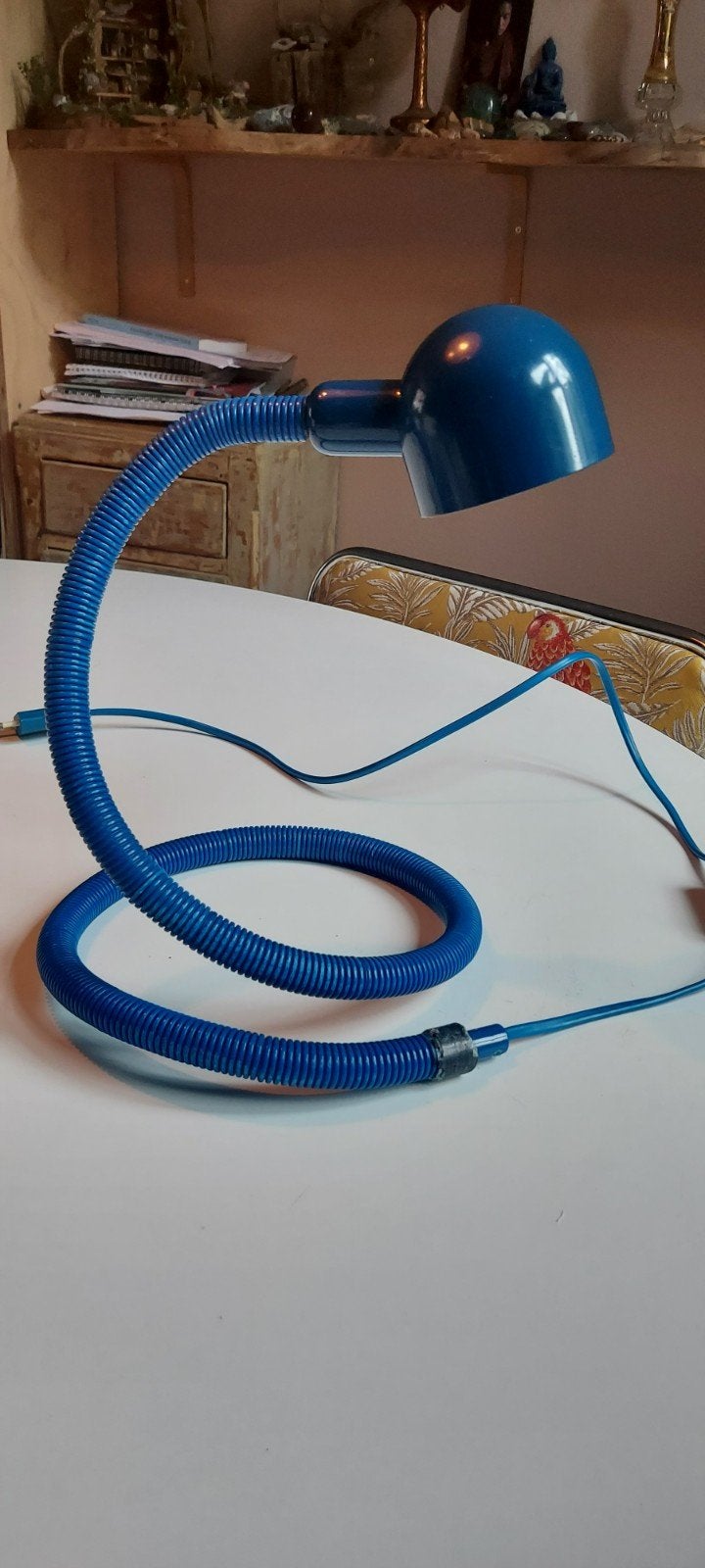 bureau lamp vintage blauw snake lamp, Blauw, Ophalen of Verzenden, Vintage