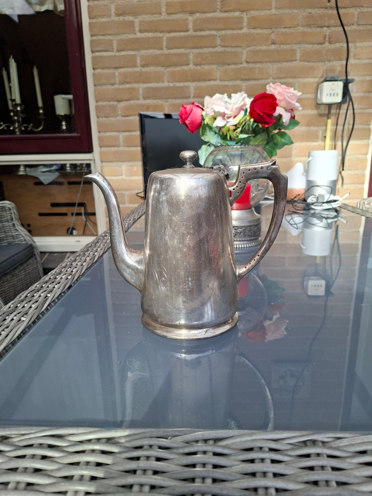 Antieke verzilverde koffiepot James Dixon & Sons, Ophalen of Verzenden, Zilver