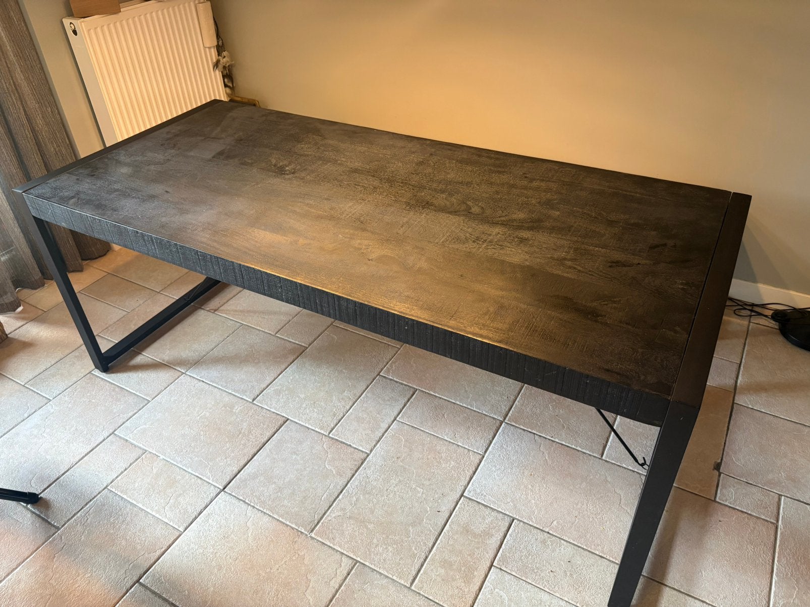 Zwarte eettafel 90x200, Ophalen, 50 tot 100 cm, Zo goed als nieuw, 150 tot 200 cm