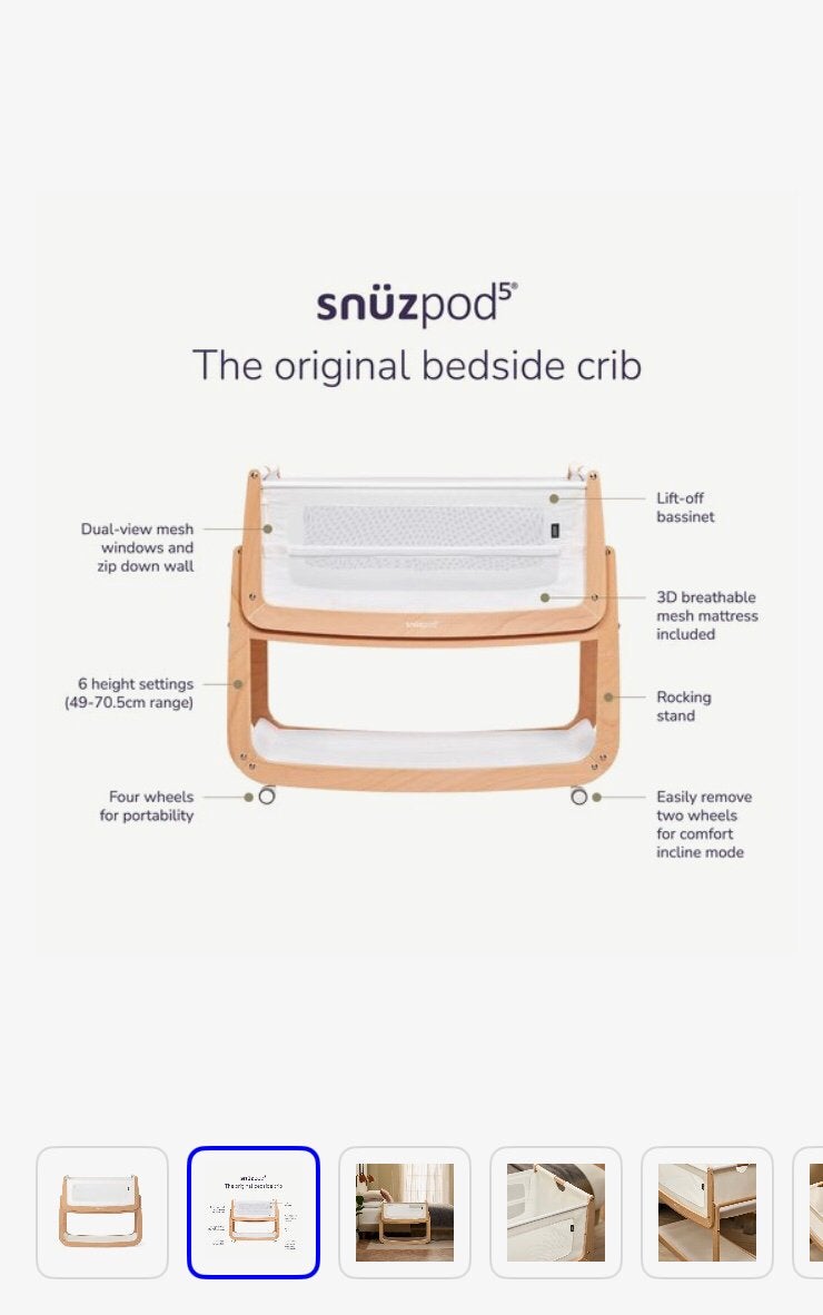 Snüzpod Co-sleeper Wieg - Origineel Bedside Crib, Kinderen en Baby's, Babywiegjes en Ledikanten, Ophalen, Zo goed als nieuw, Wieg