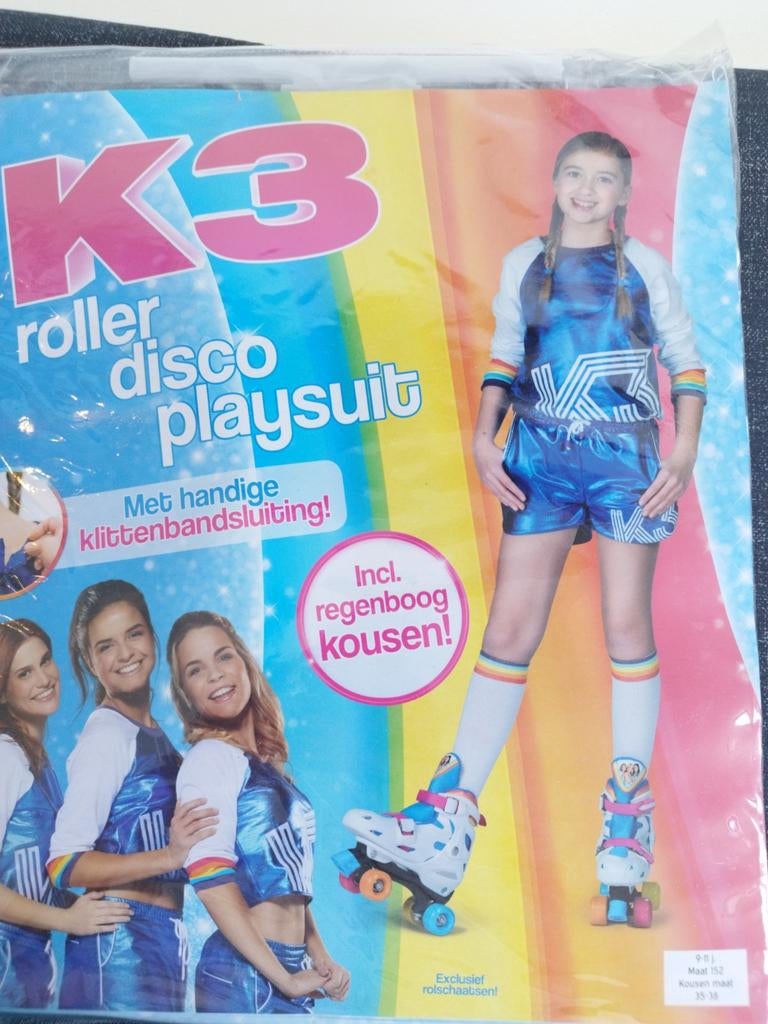 K3 Roller Disco Playsuit Maat 152 met regenboog kousen, Meisje, Ophalen of Verzenden, Zo goed als nieuw, Setje