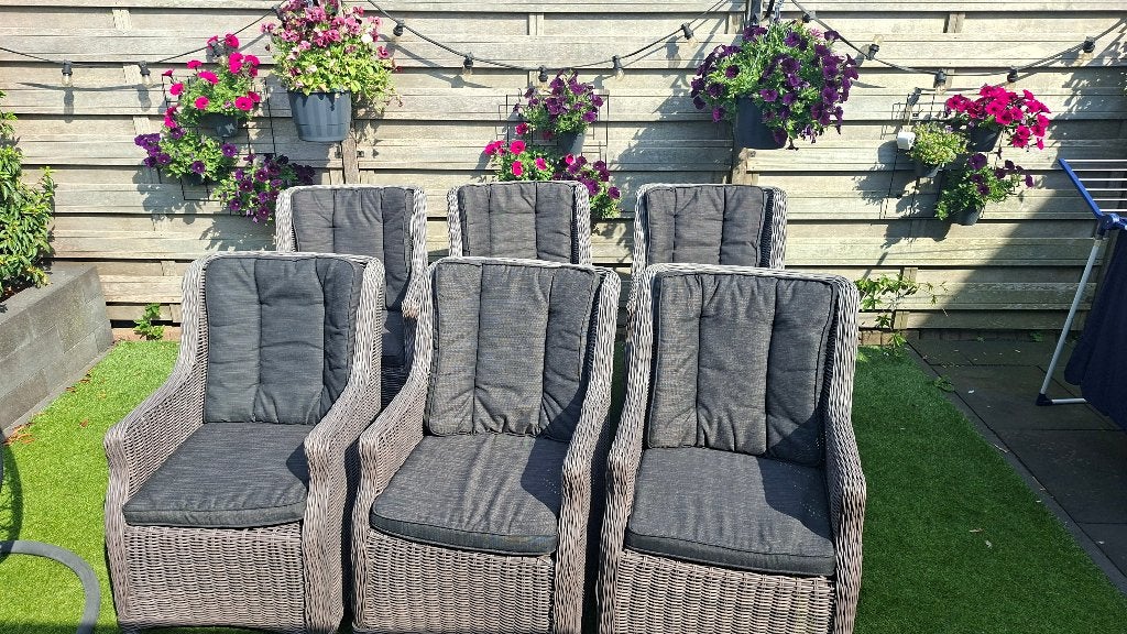 Set van 6 Zware kwaliteit Intratuin Wicker tuinstoelen, Tuin en Terras, Ophalen, Gebruikt, Wicker
