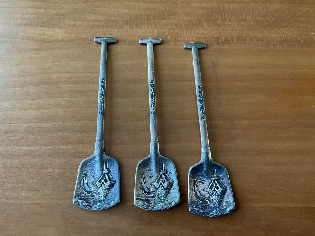 3;verzilverde herdenkingslepels Zuiderzeewerken Teab, Antiek en Kunst, Ophalen of Verzenden