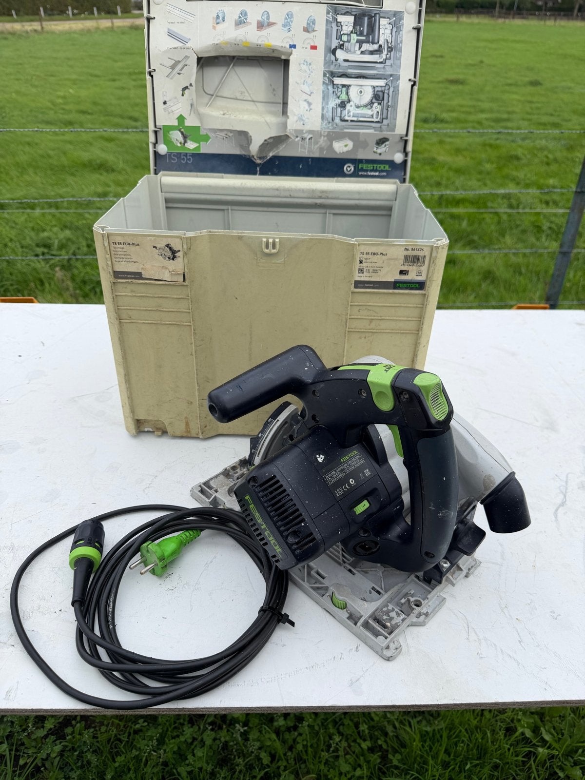 Festool TS 55 EBQ invalzaag + systainer nieuwe koolborstels, Gebruikt, Invalzaag, Ophalen of Verzenden, 30 tot 70 mm