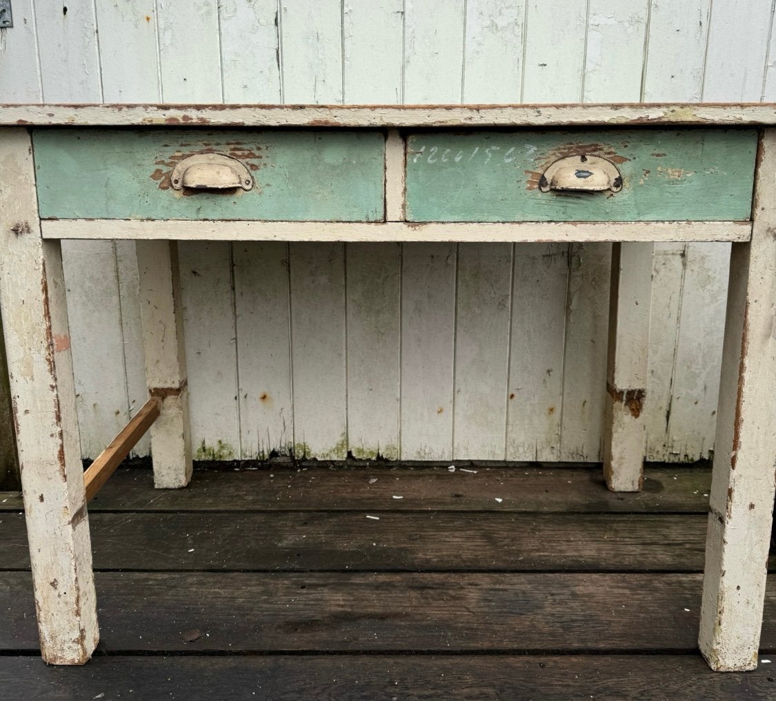 Oud brocante houten tafeltje bureautje werkplek, Ophalen