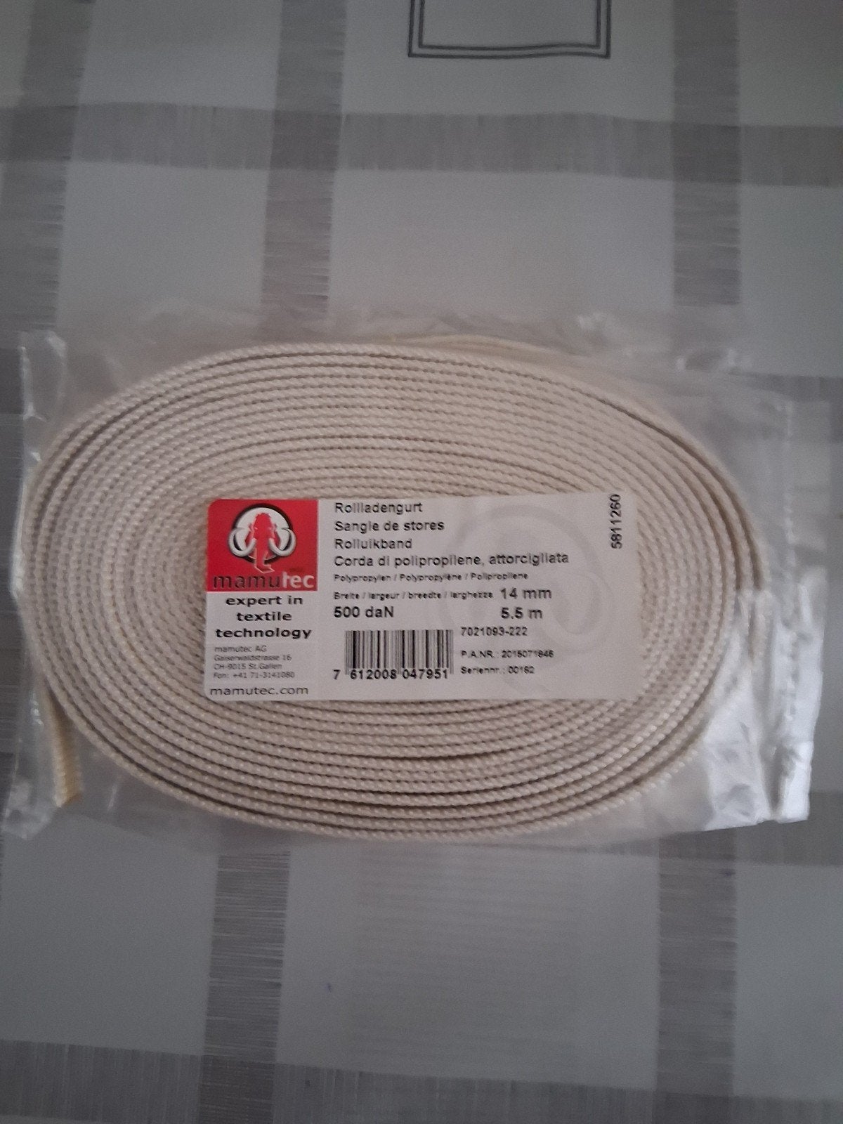 Rolluikband 14mm x 5.5m - Nieuw, Doe-het-zelf en Verbouw, Ophalen, Minder dan 100 cm, Crème of Beige, Nieuw