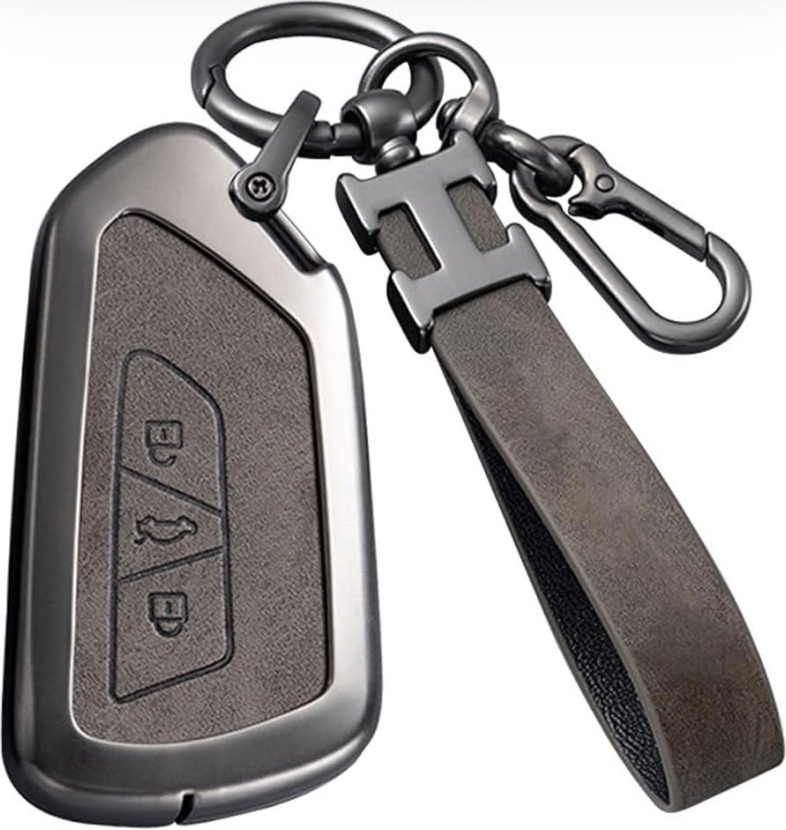 Luxe Autosleutel Cover met Sleutelhanger - Grijs, Ophalen of Verzenden, Nieuw
