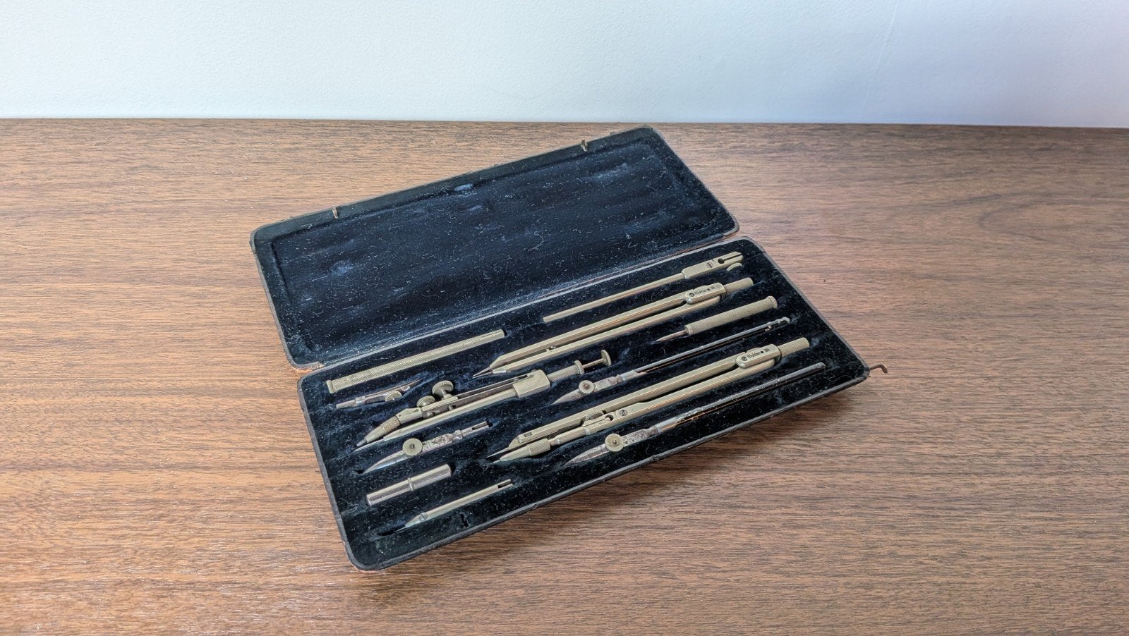 Antieke Richter Passerset in Leren Etui, Doe-het-zelf en Verbouw, Ophalen of Verzenden, Gebruikt