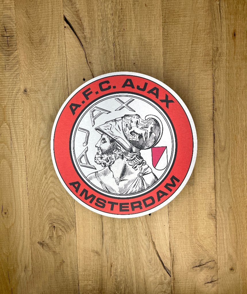 Reclamebord Ajax classic logo 15x15cm aluminium, Verzamelen, Ophalen of Verzenden, Nieuw, Reclamebord
