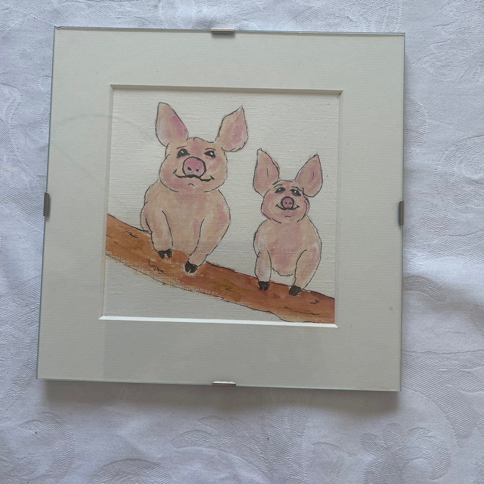 Twee varkenstjes, Huis en Inrichting, Ophalen of Verzenden, Minder dan 50 cm, Schilderij