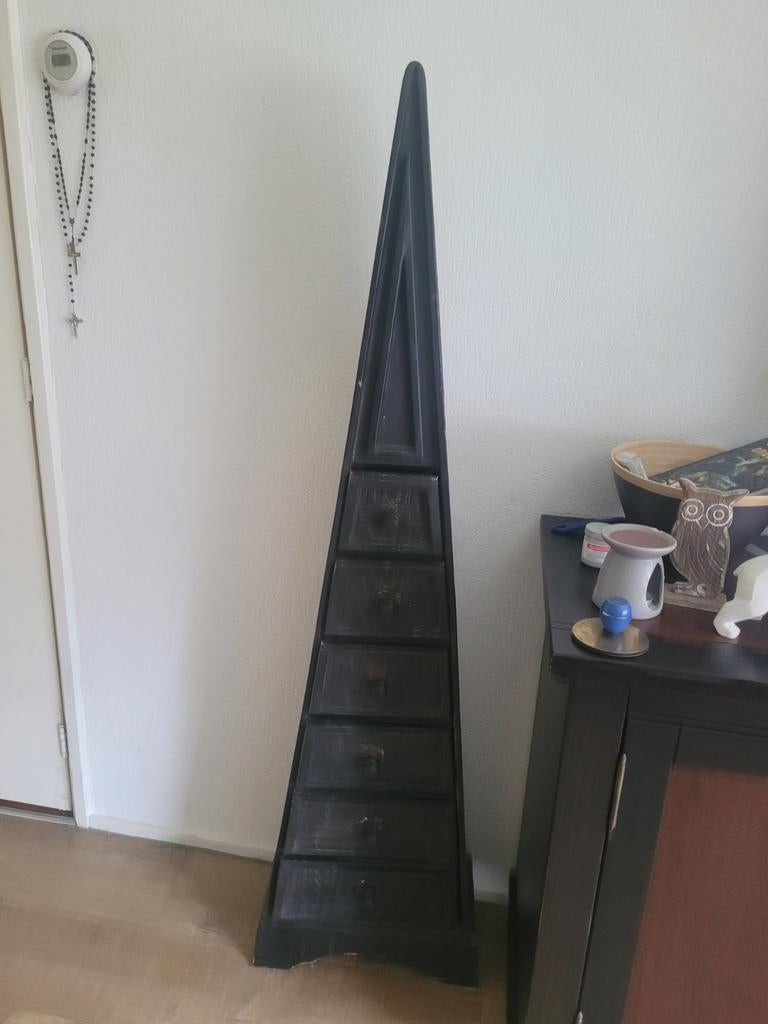 Unieke Zwarte Piramide Kast met Lades, Huis en Inrichting, Ophalen, Gebruikt