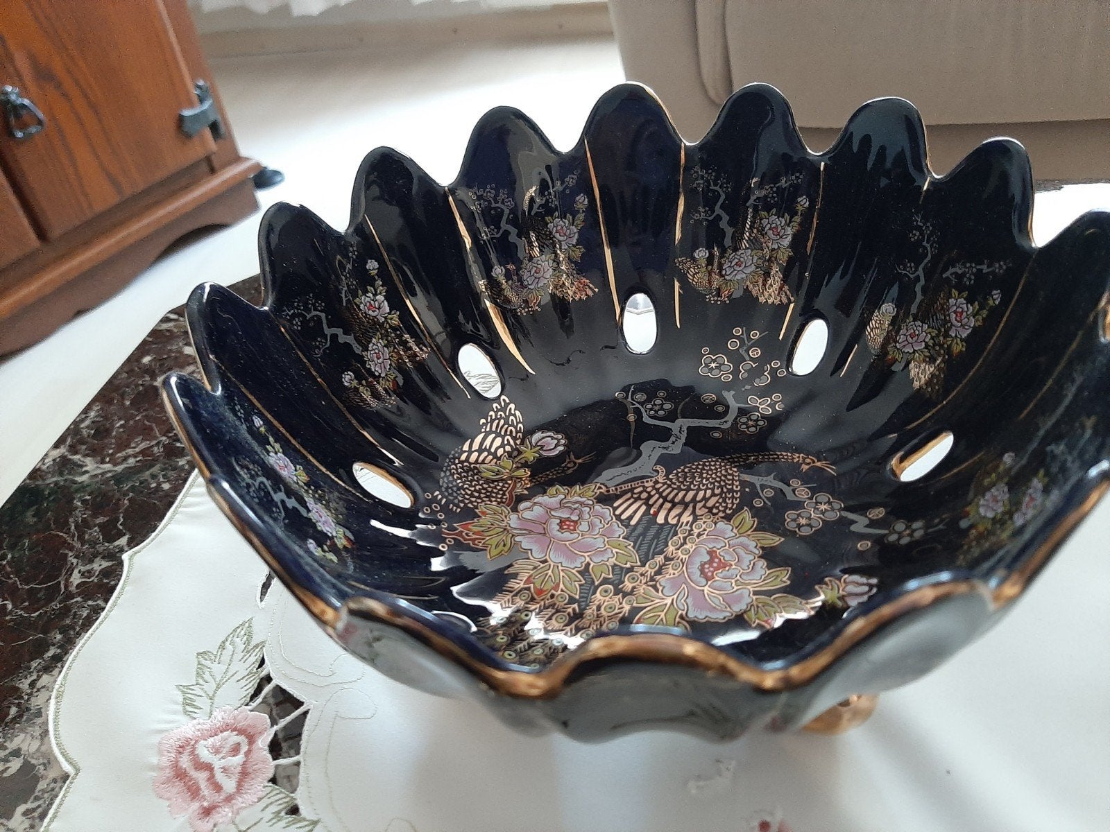 Prachtig Porseleinen Servies Set - Donkerblauw met Goud, Ophalen