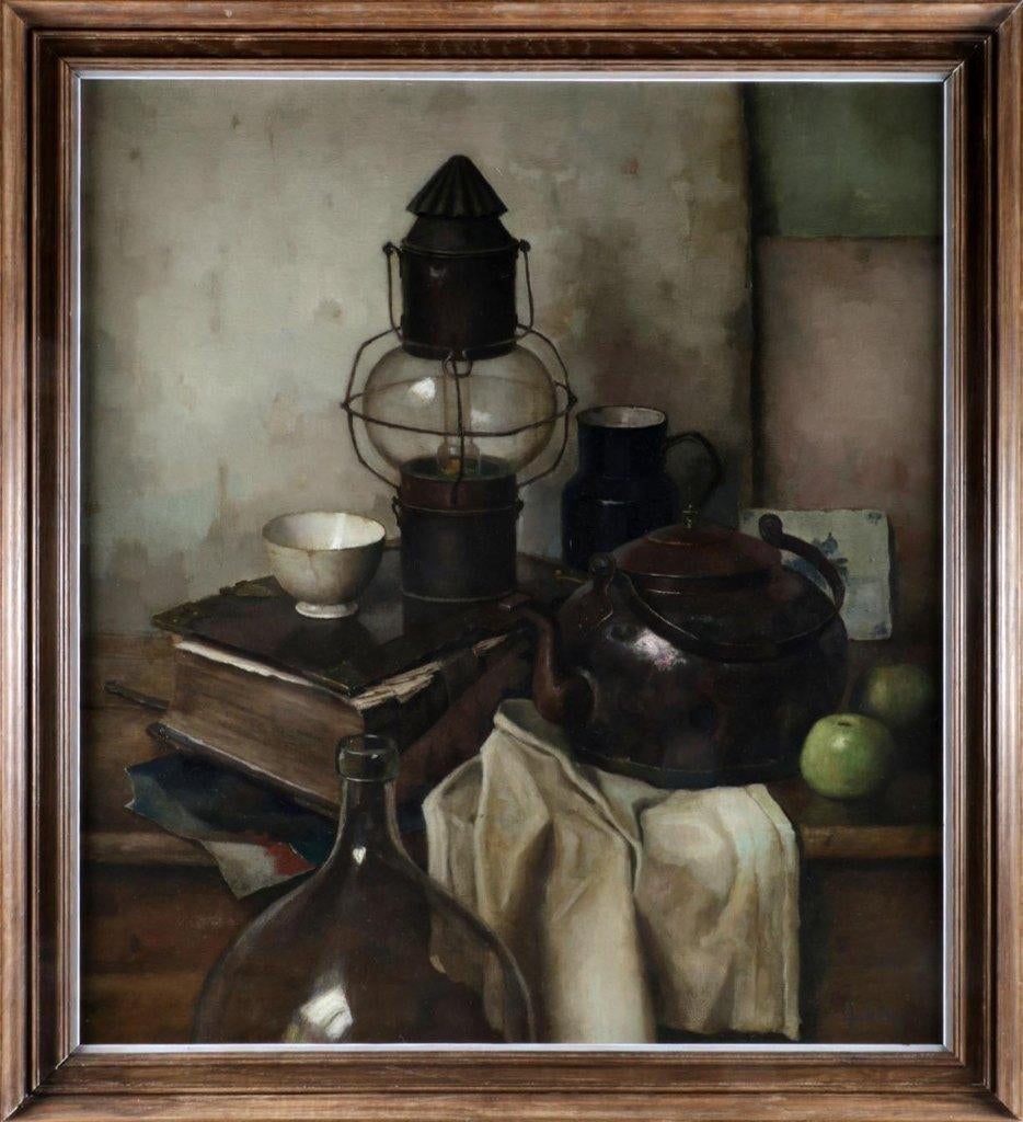 = stilleven = = HENK BOS 1901-1979 = = doek 90 x 80 cm =, Antiek en Kunst, Kunst | Schilderijen | Klassiek, Ophalen